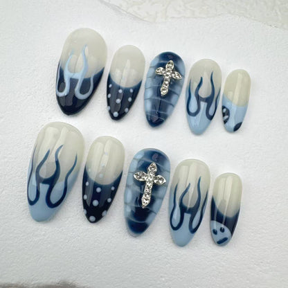 3D nails/custom press on nails/party press on nails/Flakes for nails/Beautiful nails gift/nail art/Long nails/Almond nails 9