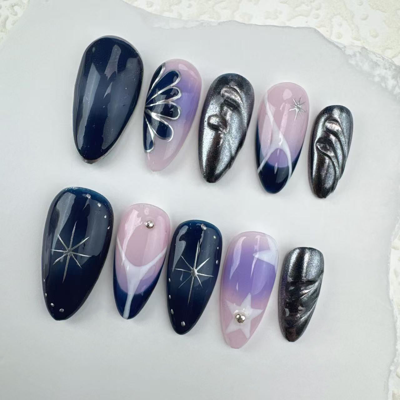 Handmade nails/custom press on nails/party press on nails/Flakes for nails/Beautiful nails gift/nail art/Long nails/Almond nails