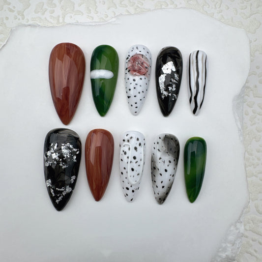 Handmade nails/custom press on nails/party press on nails/Flakes for nails/Beautiful nails gift/nail art/Long nails/Almond nails-7