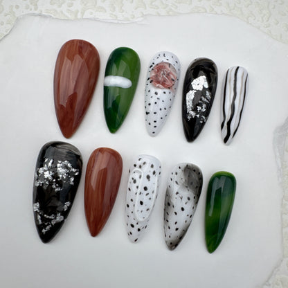 Handmade nails/custom press on nails/party press on nails/Flakes for nails/Beautiful nails gift/nail art/Long nails/Almond nails-7