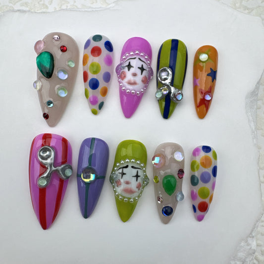 Handmade nails/custom press on nails/party press on nails/Flakes for nails/Beautiful nails gift/nail art/Long nails/Almond nails-9