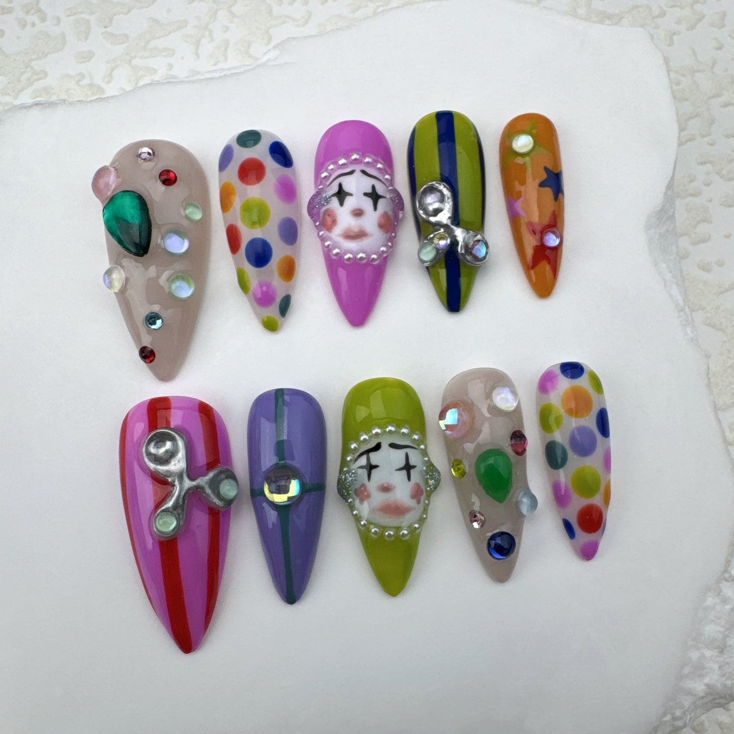 Handmade nails/custom press on nails/party press on nails/Flakes for nails/Beautiful nails gift/nail art/Long nails/Almond nails-9