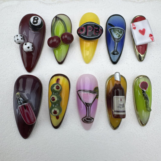 3D nails/custom press on nails/party press on nails/Flakes for nails/Beautiful nails gift/nail art/Long nails/Almond nails