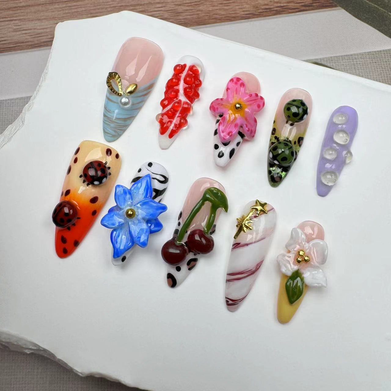 3D Nails/custom press on nails/party press on nails/Flakes for nails/wedding nails gift/Japanese nails/Long nails/Almond nails