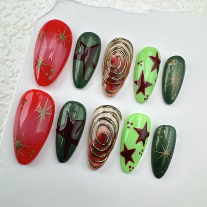 Handmade nails/custom press on nails/party press on nails/Flakes for nails/Beautiful nails gift/nail art/Long nails/Almond nails
