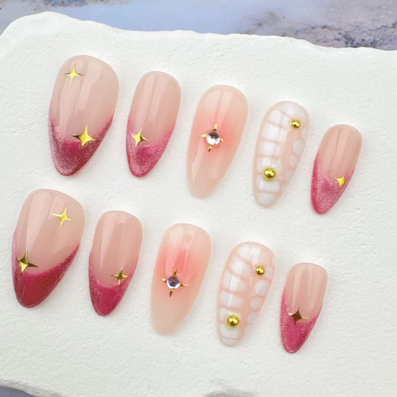 3D Handmade Nails/custom press on nails/party press on nails/Flakes for nails/Beautiful nails gift/nail art/Long nails/Almond nails