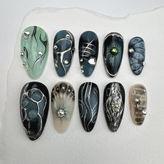 Handmade nails/custom press on nails/party press on nails/Flakes for nails/Beautiful nails gift/nail art/Long nails/Almond nails