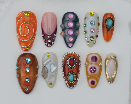 Handmade nails/custom press on nails/party press on nails/Flakes for nails/Beautiful nails gift/nail art/Long nails/Almond nails