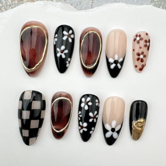 3D Handmade Nails/custom press on nails/party press on nails/Flakes for nails/Beautiful nails gift/nail art/Long nails/Almond nails