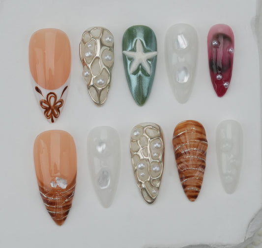 Handmade nails/custom press on nails/party press on nails/Flakes for nails/Beautiful nails gift/nail art/Long nails/Almond nails