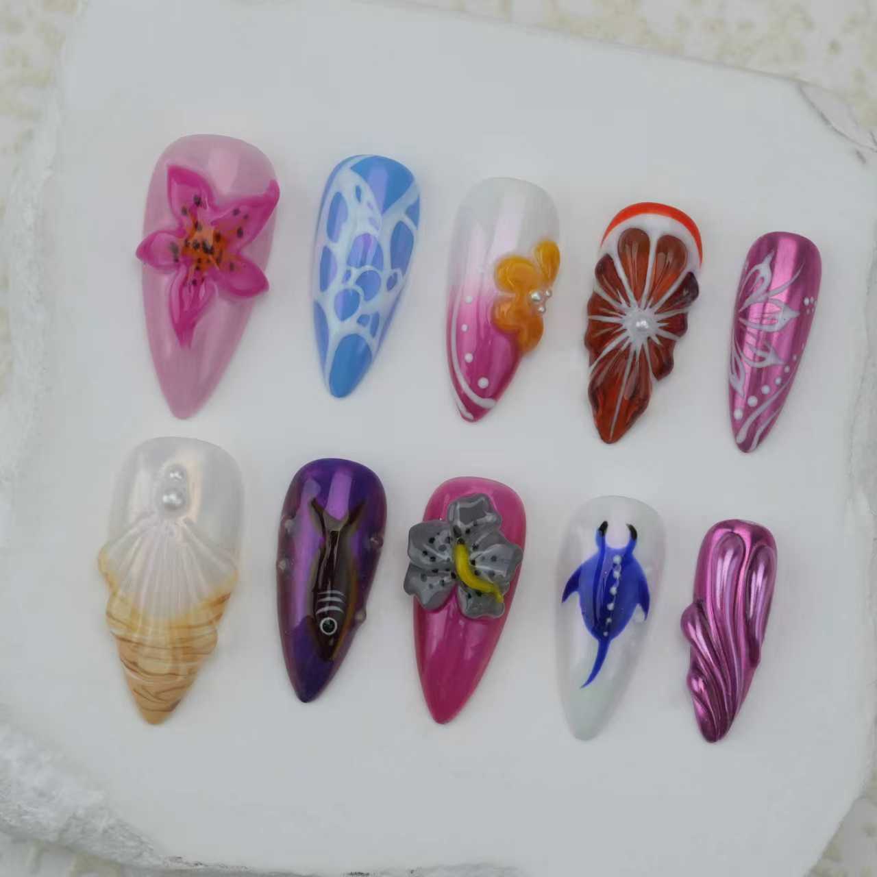 Handmade nails/custom press on nails/party press on nails/Flakes for nails/Beautiful nails gift/nail art/Long nails/Almond nail