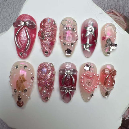 Handmade Nails/custom press on nails/party press on nails/Flakes for nails/wedding nails gift/Japanese nails/Long nails/Almond nails