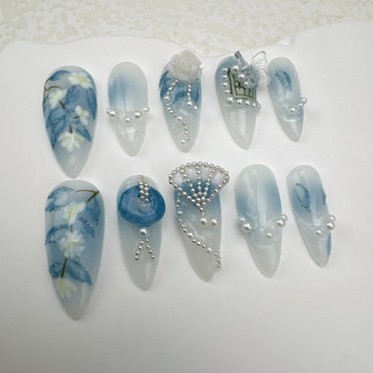 3D nails/custom press on nails/party press on nails/Flakes for nails/Beautiful nails gift/nail art/Long nails/Almond nails