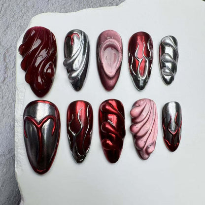 Handmade Nails/custom press on nails/party press on nails/Flakes for nails/wedding nails gift/Japanese nails/Long nails/Almond nails