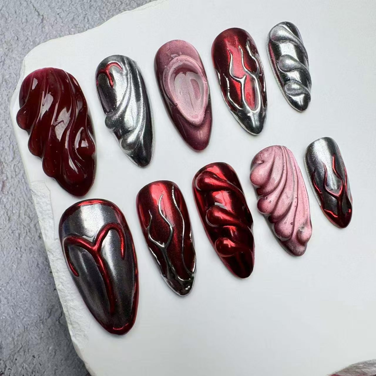Handmade Nails/custom press on nails/party press on nails/Flakes for nails/wedding nails gift/Japanese nails/Long nails/Almond nails
