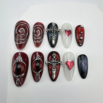 3D nails/custom press on nails/party press on nails/Flakes for nails/Beautiful nails gift/nail art/Long nails/Almond nails