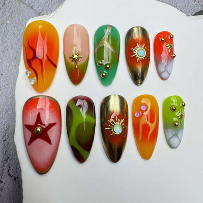 Handmade Nails/custom press on nails/party press on nails/Flakes for nails/wedding nails gift/Japanese nails/Long nails/Almond nails