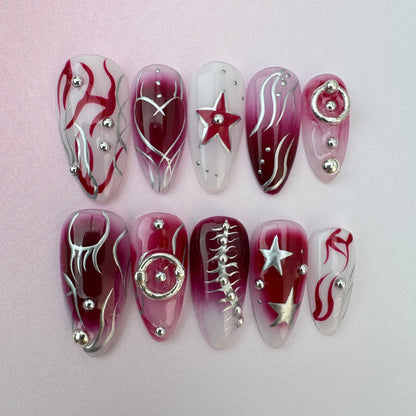 3D nature Nails/custom press on nails/party press on nails/Flakes for nails/special nails gift/amygdaloid/Long nails/Almond nails
