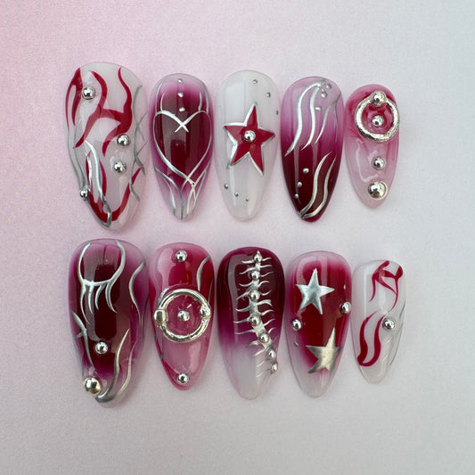 3D nature Nails/custom press on nails/party press on nails/Flakes for nails/special nails gift/amygdaloid/Long nails/Almond nails