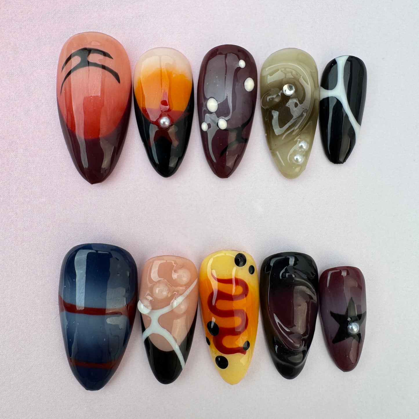 3D nature Nails/custom press on nails/party press on nails/Flakes for nails/ nails gift/simple/beautiful nails/Almond nails