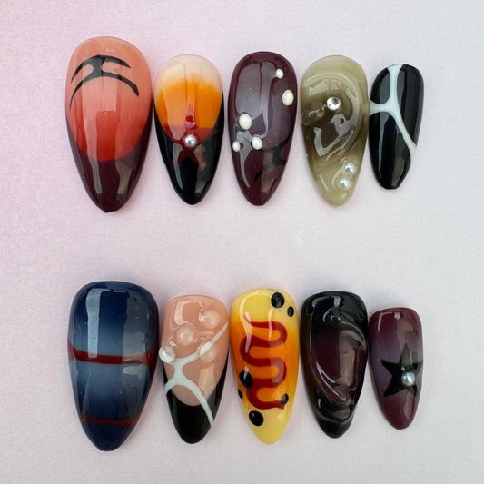 3D nature Nails/custom press on nails/party press on nails/Flakes for nails/ nails gift/simple/beautiful nails/Almond nails