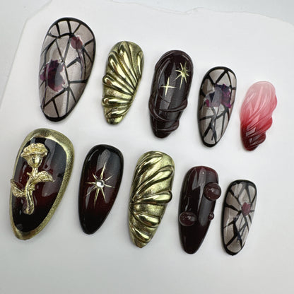 3D nails/custom press on nails/party press on nails/Flakes for nails/Beautiful nails gift/nail art/Long nails/Almond nails-28