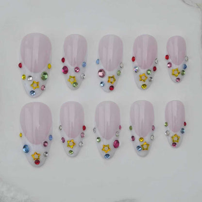 Handmade nails/custom press on nails/party press on nails/Flakes for nails/Beautiful nails gift/nail art/Long nails/Almond nail