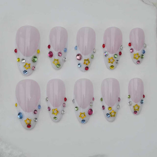 Handmade nails/custom press on nails/party press on nails/Flakes for nails/Beautiful nails gift/nail art/Long nails/Almond nail