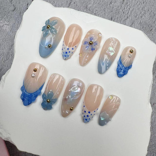 3D Nails/custom press on nails/party press on nails/Flakes for nails/wedding nails gift/Japanese nails/Long nails/Almond nails