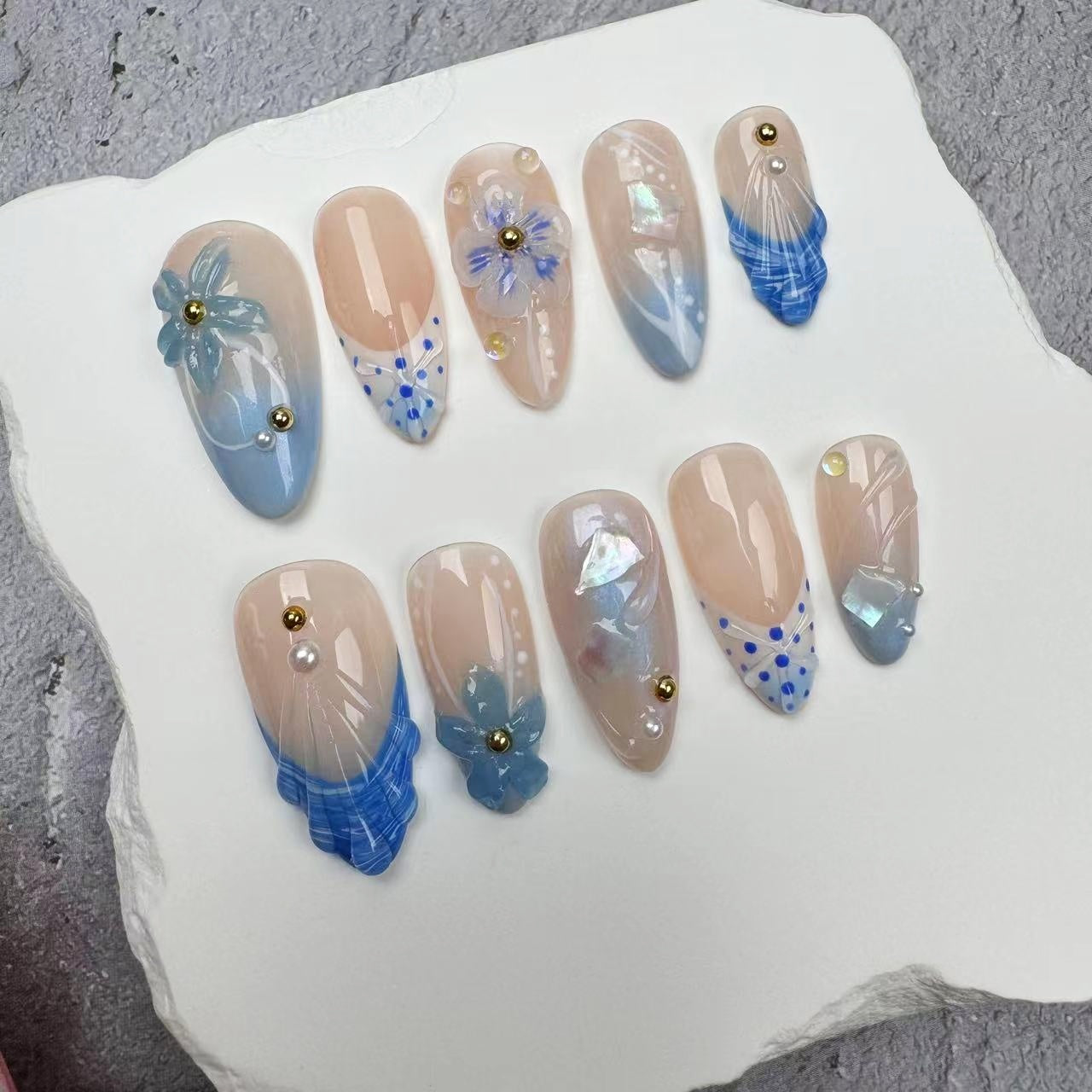 3D Nails/custom press on nails/party press on nails/Flakes for nails/wedding nails gift/Japanese nails/Long nails/Almond nails