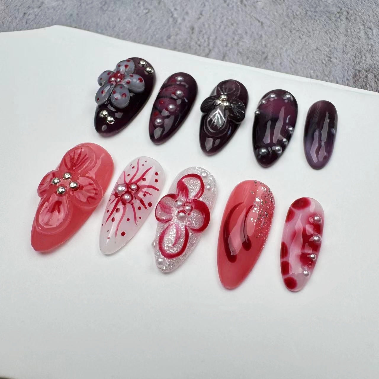 3D Nails/custom press on nails/party press on nails/Flakes for nails/wedding nails gift/Japanese nails/Long nails/Almond nails