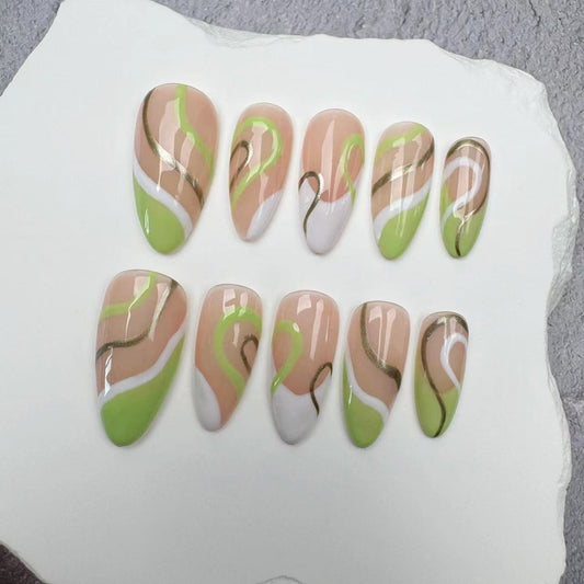 Handmade Nails/custom press on nails/party press on nails/Flakes for nails/wedding nails gift/Japanese nails/Long nails/Almond nails