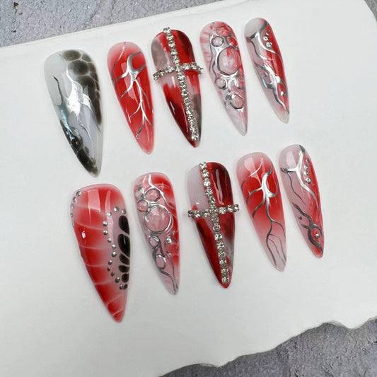 Handmade Nails/custom press on nails/party press on nails/Flakes for nails/wedding nails gift/Japanese nails/Long nails/Almond nails