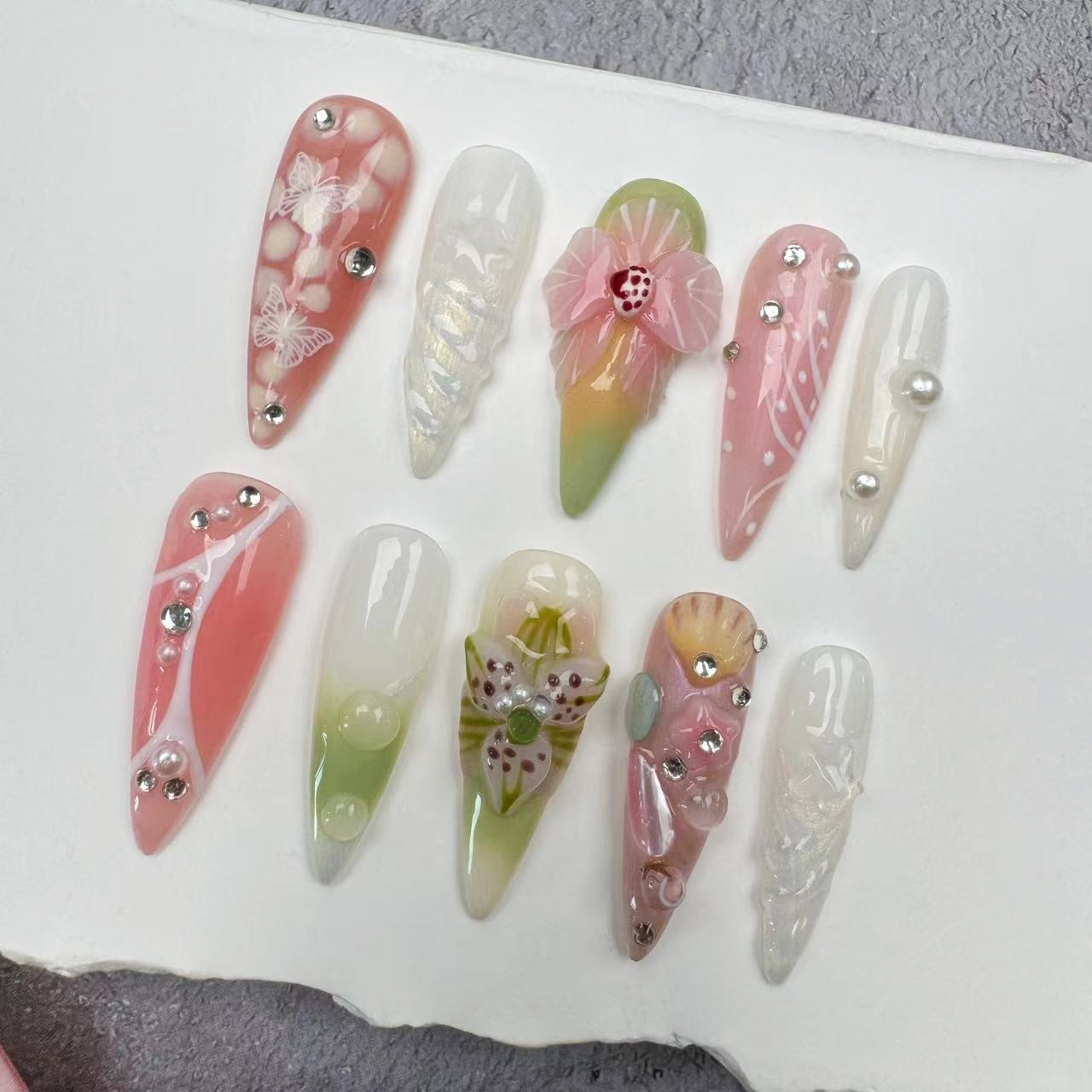 3D Nails/custom press on nails/party press on nails/Flakes for nails/wedding nails gift/Japanese nails/Long nails/Almond nails