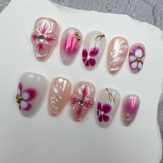 3D Nails/custom press on nails/party press on nails/Flakes for nails/wedding nails gift/Japanese nails/Long nails/Almond nails