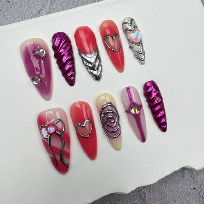 Handmade Nails/custom press on nails/party press on nails/Flakes for nails/wedding nails gift/Japanese nails/Long nails/Almond nails