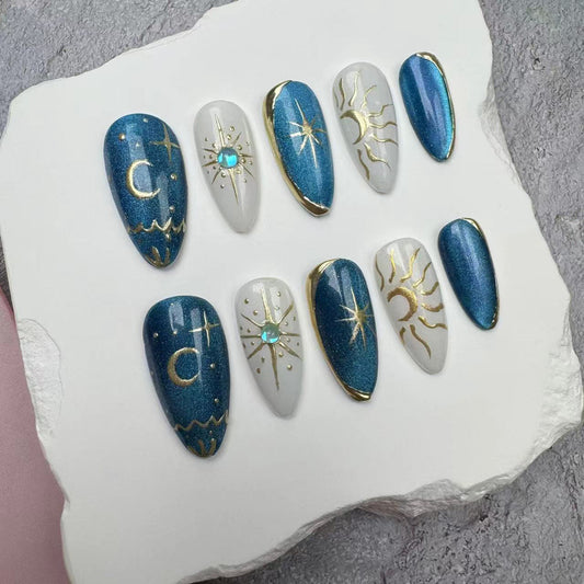 Handmade Nails/custom press on nails/party press on nails/Flakes for nails/wedding nails gift/Japanese nails/Long nails/Almond nails