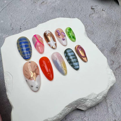 Handmade Nails/custom press on nails/party press on nails/Flakes for nails/wedding nails gift/Japanese nails/Long nails/Almond nails
