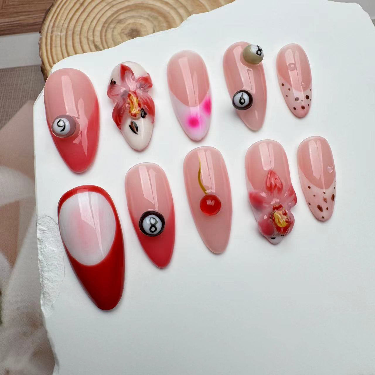 3D Nails/custom press on nails/party press on nails/Flakes for nails/wedding nails gift/Japanese nails/Long nails/Almond nails