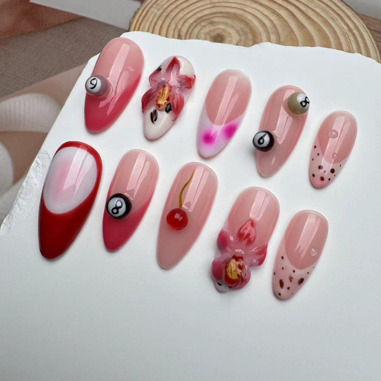 3D Nails/custom press on nails/party press on nails/Flakes for nails/wedding nails gift/Japanese nails/Long nails/Almond nails