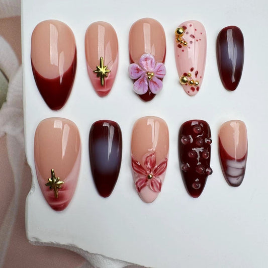 3D Nails/custom press on nails/party press on nails/Flakes for nails/wedding nails gift/Japanese nails/Long nails/Almond nails