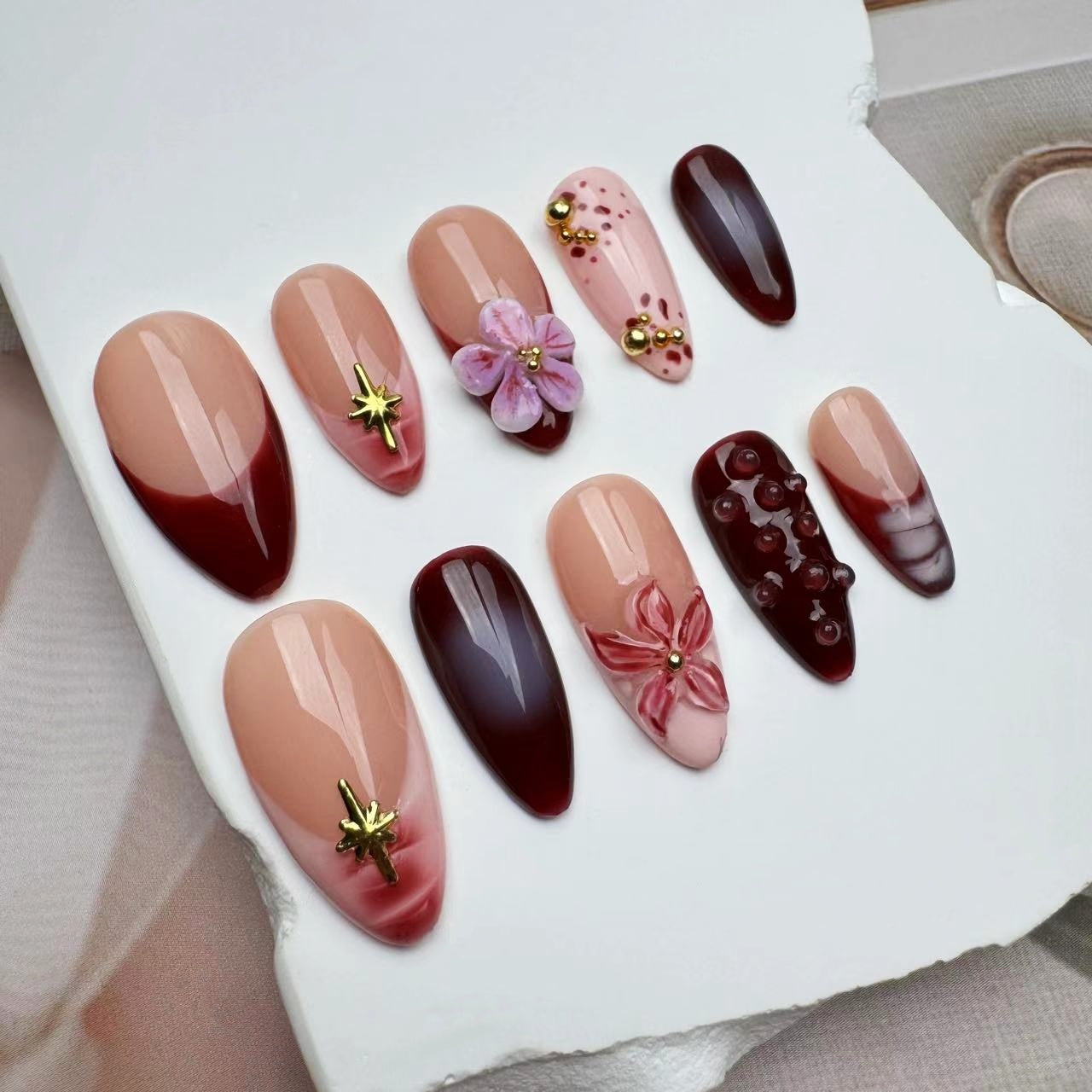 3D Nails/custom press on nails/party press on nails/Flakes for nails/wedding nails gift/Japanese nails/Long nails/Almond nails