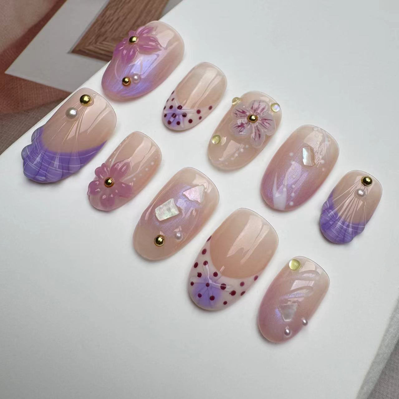 3D Nails/custom press on nails/party press on nails/Flakes for nails/wedding nails gift/Japanese nails/Long nails/Almond nails