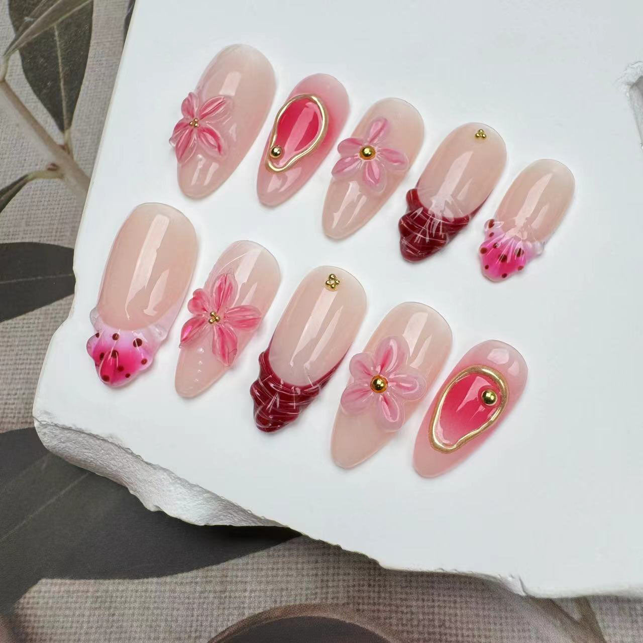 3D Nails/custom press on nails/party press on nails/Flakes for nails/wedding nails gift/Japanese nails/Long nails/Almond nails