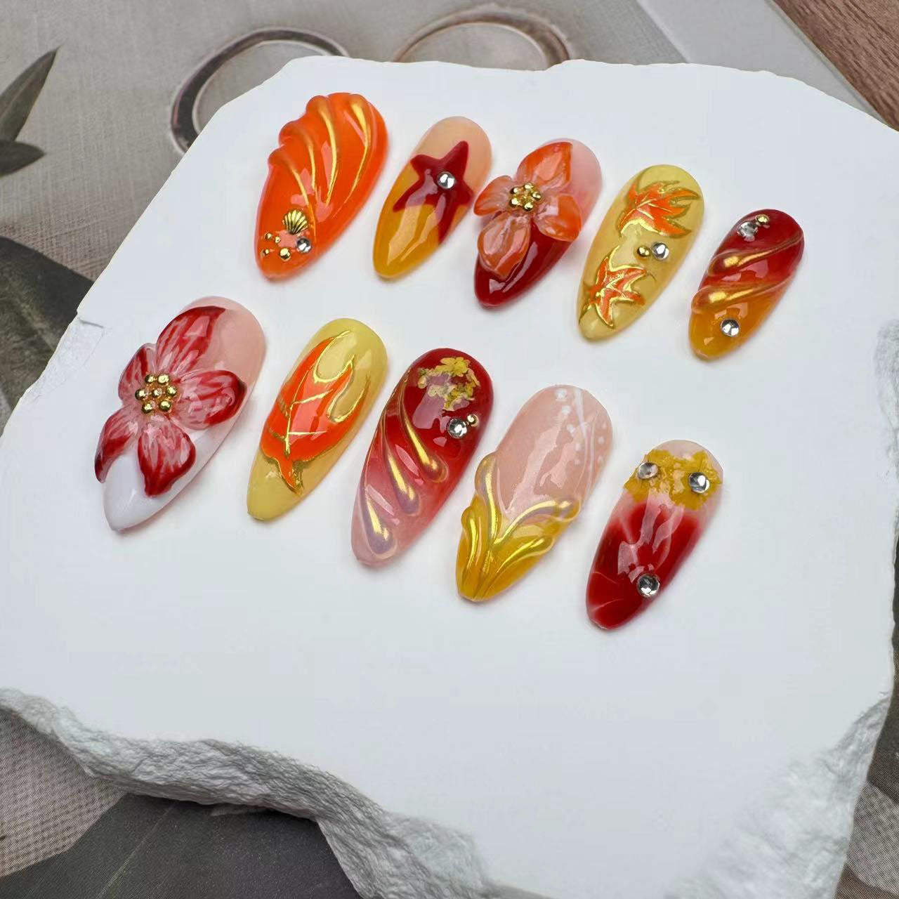 3D Nails/custom press on nails/party press on nails/Flakes for nails/wedding nails gift/Japanese nails/Long nails/Almond nails