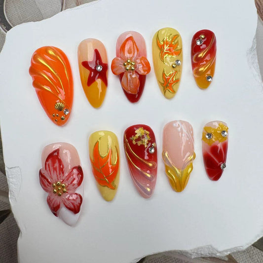 3D Nails/custom press on nails/party press on nails/Flakes for nails/wedding nails gift/Japanese nails/Long nails/Almond nails