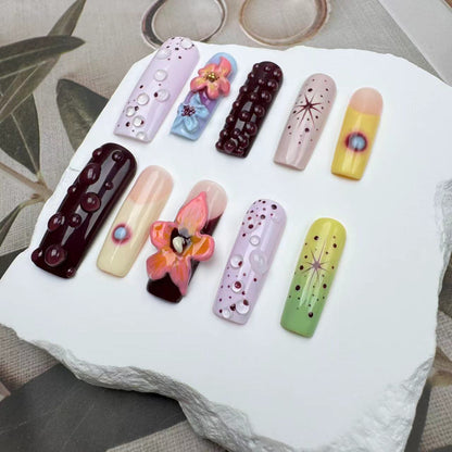 3D Nails/custom press on nails/party press on nails/Flakes for nails/wedding nails gift/Japanese nails/Long nails/Almond nails