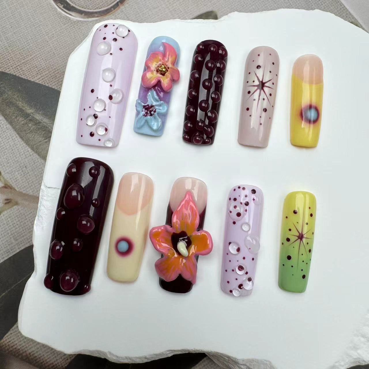 3D Nails/custom press on nails/party press on nails/Flakes for nails/wedding nails gift/Japanese nails/Long nails/Almond nails