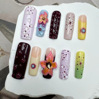 3D Nails/custom press on nails/party press on nails/Flakes for nails/wedding nails gift/Japanese nails/Long nails/Almond nails