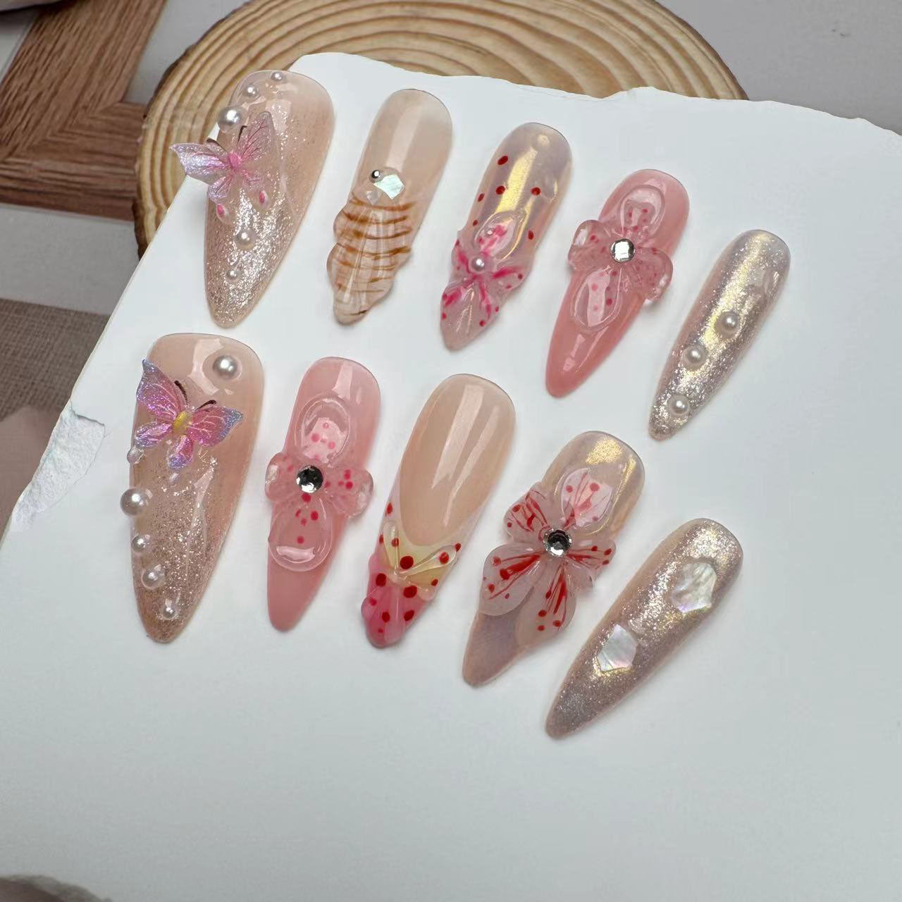 3D Nails/custom press on nails/party press on nails/Flakes for nails/wedding nails gift/Japanese nails/Long nails/Almond nails